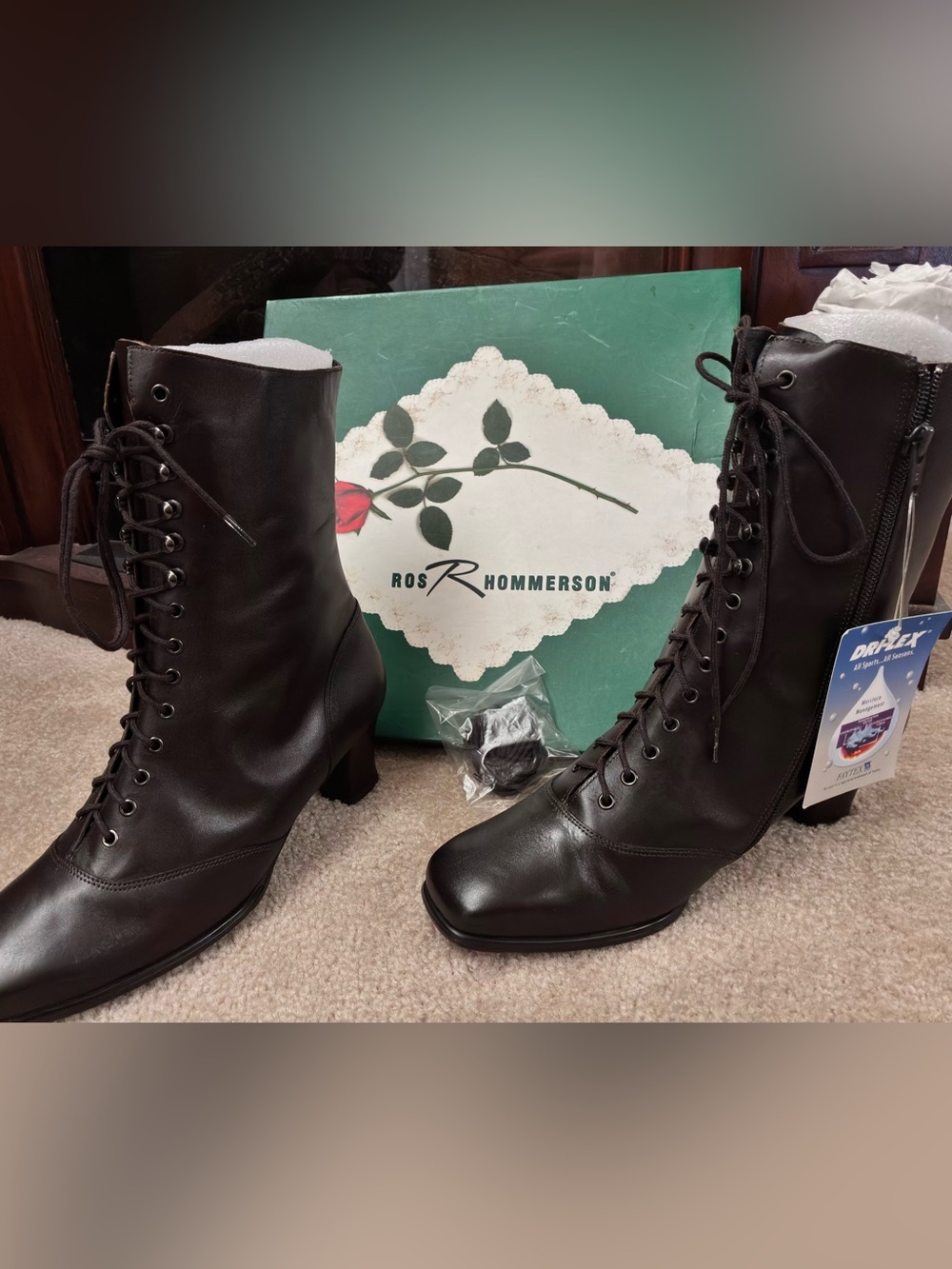 NEW Ros Hommerson Dk Brown Lace-Up Mid-Calf Boots SZ 8.5 WW